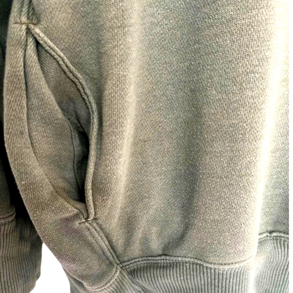 AERIE Relaxed Fit Cowl Neck Soft Sweatshirt Green/Gray Pockets Ribbed Hem Sz SM - Picture 6 of 15